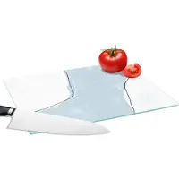 KitchenYeah Glazen Snijplank - 28x20 - Blauw - Minimalisme - Abstract - Snijplanken Glas