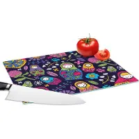 KitchenYeah Glazen Snijplank - 28x20 - Matroesjka - Rusland - Bloemen - Snijplanken Glas