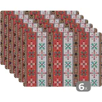 KitchenYeah Placemat - Placemats kunststof - Indianen - Patronen - Abstract - 45x30 cm - 6 stuks - Hittebestendig - Anti-Slip - Onderlegger - Afneembaar