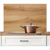 KitchenYeah Spatscherm keuken 100x65 cm - Kookplaat achterwand Lichtbruin - Houtlook - Muurbeschermer - Spatwand fornuis - Hoogwaardig aluminium