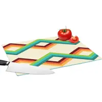 KitchenYeah Glazen Snijplank - 39x28 - Retro - Strepen - Design - Seventies - Snijplanken Glas
