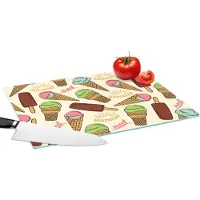 KitchenYeah Glazen Snijplank - 39x28 - Eten - Patroon - IJs - Snijplanken Glas
