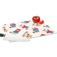 KitchenYeah Glazen Snijplank - 39x28 - Winter - Kat - Dieren - Patroon - Snijplanken Glas