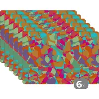 KitchenYeah Placemat - Placemats kunststof - Lavalamp - Regenboog - Patronen - Hippie - 45x30 cm - 6 stuks - Hittebestendig - Anti-Slip - Onderlegger - Afneembaar