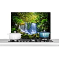 KitchenYeah Spatscherm keuken 80x55 cm - Kookplaat achterwand Jungle - Waterval - Australië - Planten - Natuur - Muurbeschermer - Spatwand fornuis - Hoogwaardig aluminium