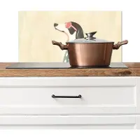 KitchenYeah Spatscherm keuken 60x30 cm - Kookplaat achterwand Hond - Zonnebril - Sjaal - Muurbeschermer - Spatwand fornuis - Hoogwaardig aluminium