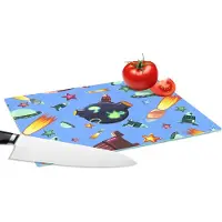 KitchenYeah Glazen Snijplank - 28x20 - Ruimte - Regenboog - Ufo - Raket - Design - Snijplanken Glas