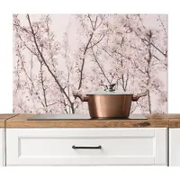 KitchenYeah Spatscherm keuken 100x65 cm - Kookplaat achterwand Bloesem - Bomen - Takken - Natuur - Roze - Muurbeschermer - Spatwand fornuis - Hoogwaardig aluminium