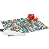 KitchenYeah Glazen Snijplank - 39x28 - Patronen - Lijn - Wit - Snijplanken Glas
