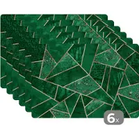 KitchenYeah Placemat - Patronen - Goud - Groen - Edelsteen - Onderleggers - Placemats - 45x30 cm - 6 stuks