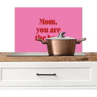 KitchenYeah Spatscherm keuken 70x50 cm - Kookplaat achterwand Moeder - Boodschap -Roze - Muurbeschermer - Spatwand fornuis - Hoogwaardig aluminium