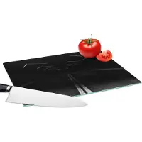 KitchenYeah Glazen Snijplank - 28x20 - Zwart - Wit - Weg - Tunnel - Snijplanken Glas