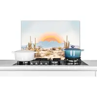 KitchenYeah Spatscherm keuken 60x40 cm - Kookplaat achterwand Cactussen - Planten - Natuur - Zon - Muurbeschermer - Spatwand fornuis - Hoogwaardig aluminium