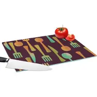 KitchenYeah Glazen Snijplank - 39x28 - Keukengerei - Patroon - Retro - Snijplanken Glas