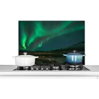KitchenYeah Spatscherm keuken 80x55 cm - Kookplaat achterwand Noorderlicht - Natuur - IJsland - Muurbeschermer - Spatwand fornuis - Hoogwaardig aluminium