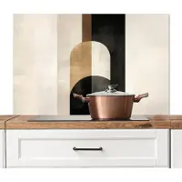 KitchenYeah Spatscherm keuken 100x65 cm - Kookplaat achterwand Geometrische - Vormen - Wit - Muurbeschermer - Spatwand fornuis - Hoogwaardig aluminium