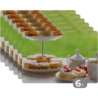 KitchenYeah Placemat - Placemats kunststof - Thee - Ontbijt - Aardbei - 45x30 cm - 6 stuks - Hittebestendig - Anti-Slip - Onderlegger - Afneembaar