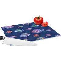 KitchenYeah Glazen Snijplank - 28x20 - Vissen - Patronen - Aquarium - Regenboog - Kind - Snijplanken Glas