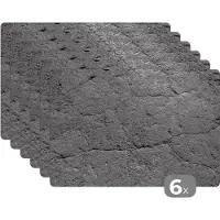 KitchenYeah Placemats - Zwart - Wit - Steen - Gesteente - 45x30 cm - Onderleggers - Keuken decoratie