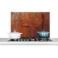 KitchenYeah Spatscherm keuken 90x60 cm - Kookplaat achterwand IJzer - Roest print - Industrieel - Muurbeschermer - Spatwand fornuis - Hoogwaardig aluminium
