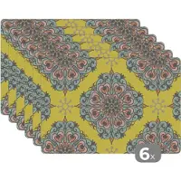 KitchenYeah Placemat - Placemats kunststof - Barok - Abstract - Patronen - Bloemen - 45x30 cm - 6 stuks - Hittebestendig - Anti-Slip - Onderlegger - Afneembaar