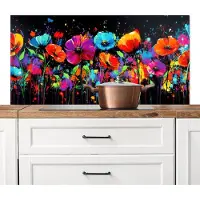 KitchenYeah Spatscherm keuken 120x60 cm - Kookplaat achterwand Bloemen - Kleurrijk - Spetters - Muurbeschermer - Spatwand fornuis - Hoogwaardig aluminium