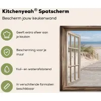 KitchenYeah Spatscherm keuken 70x50 cm - Kookplaat achterwand Doorkijk - Strand - Duinen - Pad - Landschap - Muurbeschermer - Spatwand fornuis - Hoogwaardig aluminium