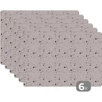 KitchenYeah Placemat - Placemats kunststof - Patroon - Terazzo - Structuur - 45x30 cm - 6 stuks - Hittebestendig - Anti-Slip - Onderlegger - Afneembaar