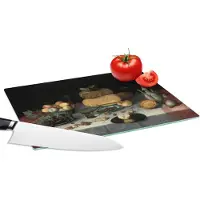 KitchenYeah Glazen Snijplank - 28x20 - Stilleven met kazen - Kunstwerk - Oude meesters - Snijplanken Glas