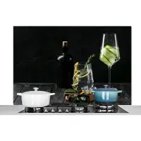 KitchenYeah Spatscherm keuken 120x80 cm - Kookplaat achterwand Drank - Wijnglas - Fruit - Muurbeschermer - Spatwand fornuis - Hoogwaardig aluminium