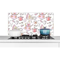 KitchenYeah Spatscherm keuken 100x50 cm - Kookplaat achterwand Patronen - Keuken - Schort - Koken - Pastel - Muurbeschermer - Spatwand fornuis - Hoogwaardig aluminium