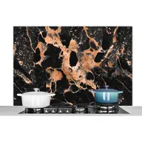 KitchenYeah - Spatscherm - Glitter - Goud - Marmerlook - Luxe - Abstract - Keuken achterwand - 120x80 cm - Muurbeschermer