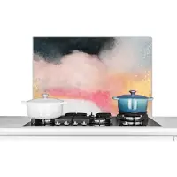 KitchenYeah Spatscherm keuken - Abstract - Design - Verf - Pastel - Glitter - Keuken - 90x60 cm - Spatwand keuken - Spatscherm