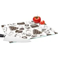 KitchenYeah Glazen Snijplank - 39x28 - Vintage - Kerst - Patronen - December - Snijplanken Glas