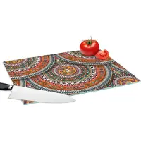 KitchenYeah Glazen Snijplank - 39x28 - Cirkels - Azteken - Patronen - Zuid-Amerika - Snijplanken Glas