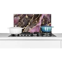KitchenYeah Spatscherm - Gold - Steen - Marmer print - Spatwand - Goud - Abstract - Natuursteen - Keuken - Achterwand keuken - 60x30 cm