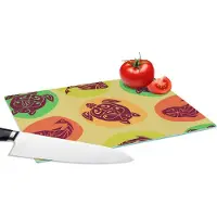 KitchenYeah Glazen Snijplank - 28x20 - Schildpad - Vissen - Maori - Patroon - Snijplanken Glas