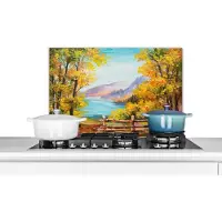KitchenYeah Spatscherm keuken 70x50 cm - Kookplaat achterwand Schilderij - Olieverf - Planten - Natuur - Muurbeschermer - Spatwand fornuis - Hoogwaardig aluminium