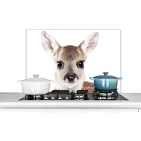 KitchenYeah Spatscherm keuken 90x60 cm - Kookplaat achterwand Hert - Dieren - Bruin - Natuur - Muurbeschermer - Spatwand fornuis - Hoogwaardig aluminium