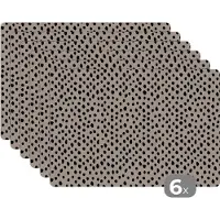 KitchenYeah Placemats - Patronen - Beige - Stippen - Onderlegger - Onderlegger placemats - Placemat - 45x30 cm - 6 stuks