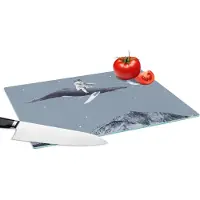 KitchenYeah Glazen Snijplank - 39x28 - Ruimte - Jongen - Maan - Walvis - Snijplanken Glas