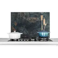 KitchenYeah Spatscherm keuken 90x60 cm - Kookplaat achterwand Keukengerei - Keukengereedschap - Vintage - Landelijk - Muurbeschermer - Spatwand fornuis - Hoogwaardig aluminium