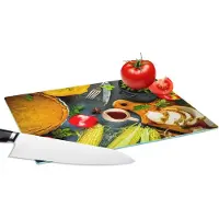KitchenYeah Glazen Snijplank - 28x20 - Groente - Kruiden - Bestek - Taart - Snijplanken Glas