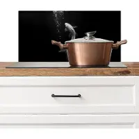 KitchenYeah Spatscherm keuken 70x30 cm - Kookplaat achterwand Koi - Vis - Wit - Zwart - Muurbeschermer - Spatwand fornuis - Hoogwaardig aluminium