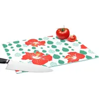 KitchenYeah Glazen Snijplank - 39x28 - Hibiscus - Patronen - Hawaii - Bladeren - Bloem - Snijplanken Glas