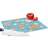 KitchenYeah Glazen Snijplank - 28x20 - Retro - Luchtballon - Pastel - Kinderen - Design - Snijplanken Glas