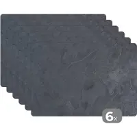 KitchenYeah Placemats - Leisteen print - Grijs - Abstract - Industrieel - Onderlegger - Placemat - Tafeldecoratie - 6 stuks - 45x30 cm
