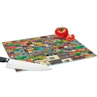KitchenYeah Glazen Snijplank - 39x28 - Patronen - Gebouwen - Zentangle - Snijplanken Glas