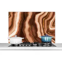 KitchenYeah Spatscherm keuken 100x65 cm - Kookplaat achterwand Agaat - Bruin - Goud - Geode steen - Muurbeschermer - Spatwand fornuis - Hoogwaardig aluminium