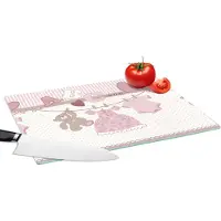 KitchenYeah Glazen Snijplank - 39x28 - Baby kleren - Meisje - Knuffelbeer - Waslijn - Design - Snijplanken Glas